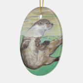 Playful River Otter Painting Keramikornament (Links)
