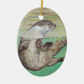 Playful River Otter Painting Keramikornament (Vorne)