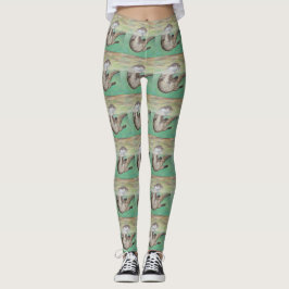 Playful River Otter Painting Leggings