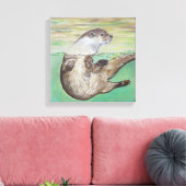 Playful River Otter Painting Leinwanddruck (Insitu (Wohnzimmer))