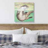 Playful River Otter Painting Leinwanddruck (Insitu (Schlafzimmer))