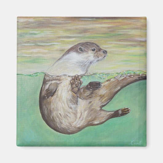 Playful River Otter Painting Magnet (Vorne)