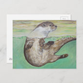 Playful River Otter Painting Postkarte (Vorne/Hinten)