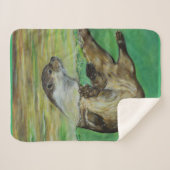 Playful River Otter Painting Sherpadecke (Vorderseite (Horizontal))