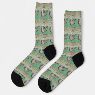 Playful River Otter Painting Socken