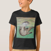 Playful River Otter Painting T-Shirt (Vorderseite)