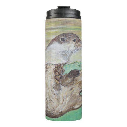 Playful River Otter Painting Thermosbecher (Vorderseite)