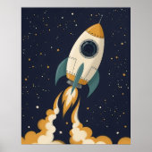 Playful Rocket Ship - Celestial Kinderzimmer Poster (Vorne)