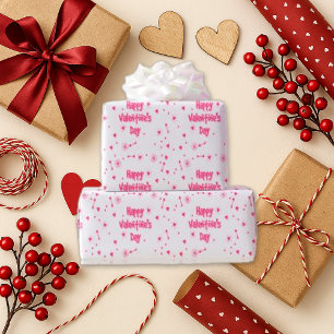 Playful Rosa Red Valentine Text Geschenkpapier