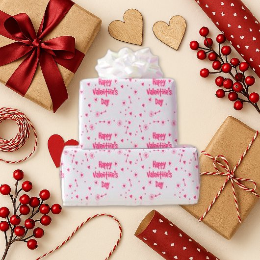 Playful Rosa Red Valentine Text Geschenkpapier