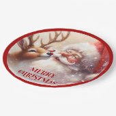 Playful Santa and Red Nose Rudolph Paper Plates Pappteller (Schrägansicht)