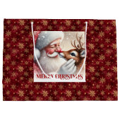 Playful Santa and Rudolph Classic Christmas Bag Große Geschenktüte (Rückseite)
