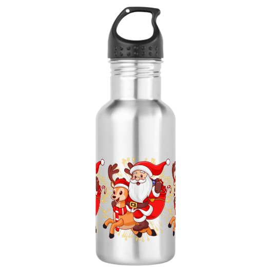 **"Playful Santa Claus Design – Fun and Festive Ch Edelstahlflasche (Vorderseite)