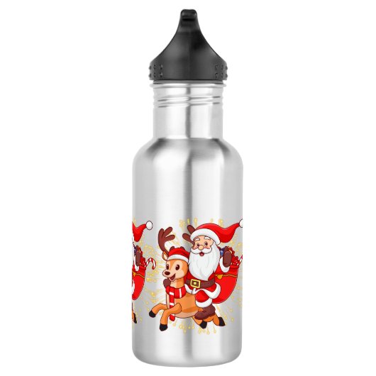 **"Playful Santa Claus Design – Fun and Festive Ch Edelstahlflasche (Rechts)