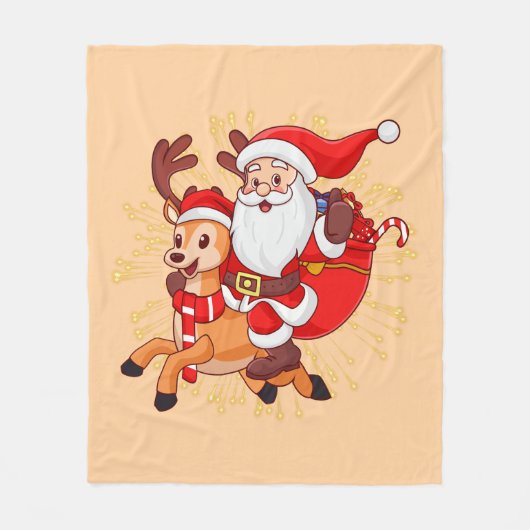 **"Playful Santa Claus Design – Fun and Festive Ch Fleecedecke (Vorderseite)