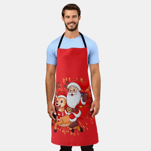**"Playful Santa Claus Design – Fun and Festive Ch Schürze (Getragen)