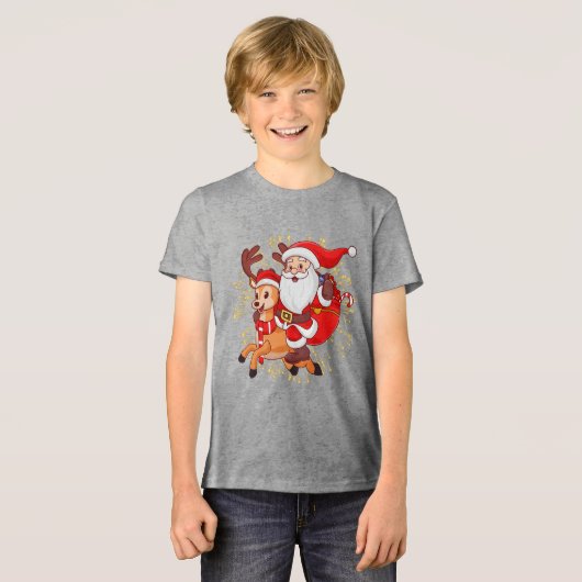 **"Playful Santa Claus Design – Fun and Festive Ch Tri-Blend Shirt (Vorderseite voll)