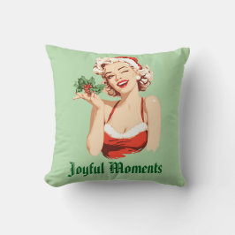 Playful Santa Girl Winking with Holly Kissen