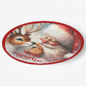 Playful Santa Rudolph Cartoon Christmas Plates Pappteller (Schrägansicht)