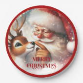 Playful Santa Rudolph Cartoon Christmas Plates Pappteller (Vorderseite)