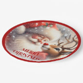 Playful Santa Rudolph Cartoon Christmas Plates Pappteller (Schrägansicht)
