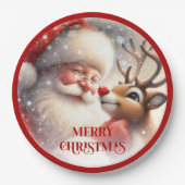 Playful Santa Rudolph Cartoon Christmas Plates Pappteller (Vorderseite)