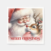 Playful Santa Rudolph Holiday Dinner Napkins Serviette (Vorderseite)
