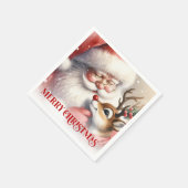 Playful Santa Rudolph Holiday Dinner Napkins Serviette (Ecke)