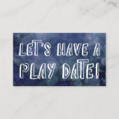 Playful Schriftart Blue Bokeh Mommy Play Date Card Telefonnummerkarte (Vorderseite)