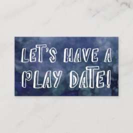 Playful Schriftart Blue Bokeh Mommy Play Date Card Telefonnummerkarte