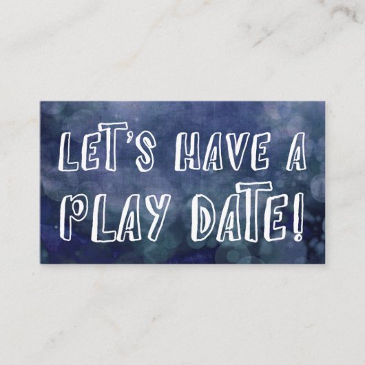 Playful Schriftart Blue Bokeh Mommy Play Date Card Telefonnummerkarte (Vorderseite)