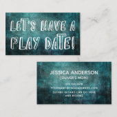 Playful Schriftart Dark Aquamarin Grunge Mommy Pla Telefonnummerkarte (Vorne/Hinten)