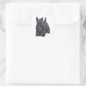 Playful Scottish Terrier Quadratischer Aufkleber (Tasche)