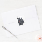Playful Scottish Terrier Quadratischer Aufkleber (Umschlag)