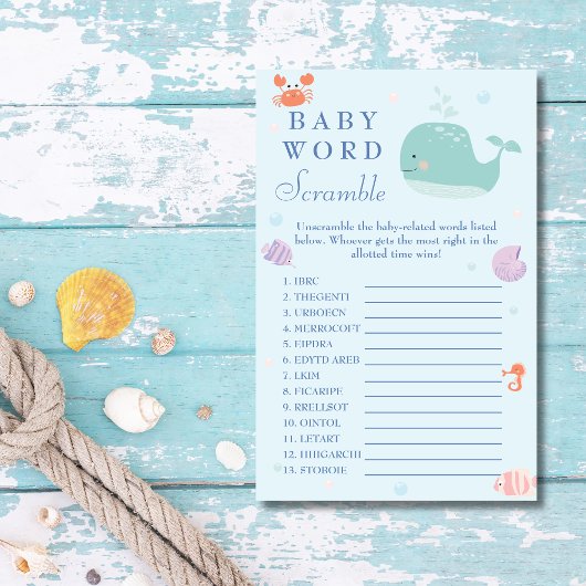 Playful Sea Life Baby Word Scramble Game Flyer
