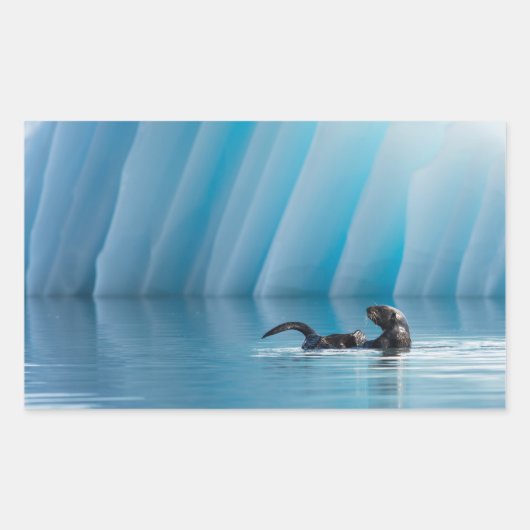 Playful Sea Otter Rechteckiger Aufkleber (Vorderseite)