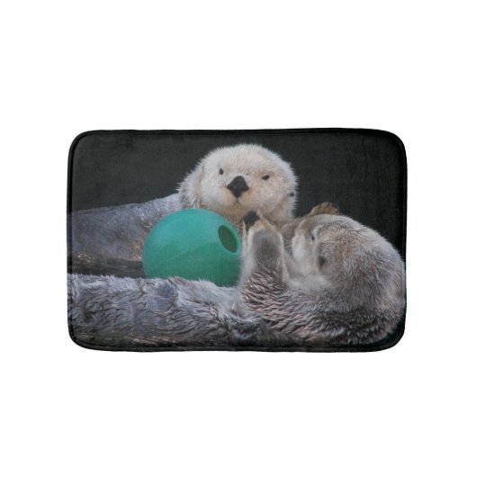 Playful Sea Otters Foto Badematte (Vorderseite)