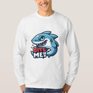 Playful Shark 'Bite Me' Grafisches T-Shirt - Spaß