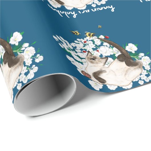 Playful Siamese Cat Geschenkpapier (Rolleneckpunkt)