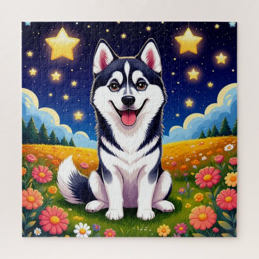Playful Siberian Husky Puzzle (Vertikal)