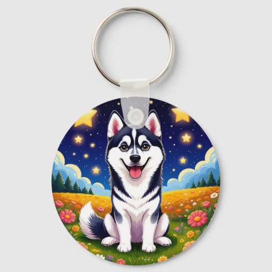 Playful Siberian Husky Schlüsselanhänger (Vorderseite)
