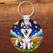 Playful Siberian Husky Schlüsselanhänger (Vorderseite)