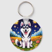Playful Siberian Husky Schlüsselanhänger (Rückseite)