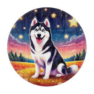 Playful Siberian Husky Schneidebrett