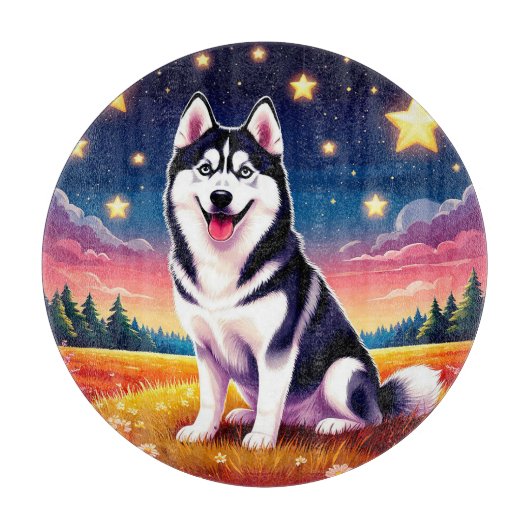 Playful Siberian Husky Schneidebrett (Vorderseite)