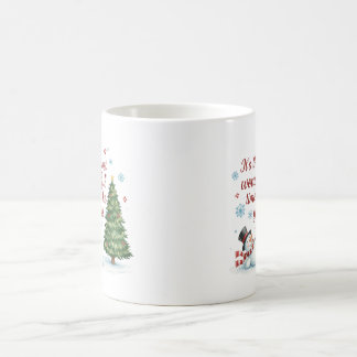 Playful Snowman and Pine Tree Merry Christmas Kaffeetasse