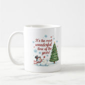 Playful Snowman and Pine Tree Merry Christmas Kaffeetasse (Links)