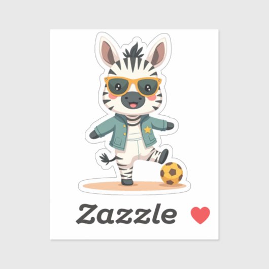 Playful Soccer Zebra | Kawaii Sports Star Aufkleber (Blatt)