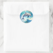 Playful Splash Dolphin Runder Aufkleber (Tasche)