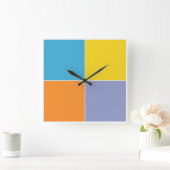 Playful Springtime Easter Squares Quadratische Wanduhr (Zuhause)